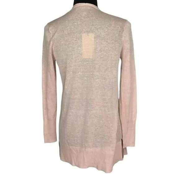 Halogen Open Front Knit Cardigan Sweater XXS Petite Pink Chintz NWT Linen Blend - Picture 3 of 5